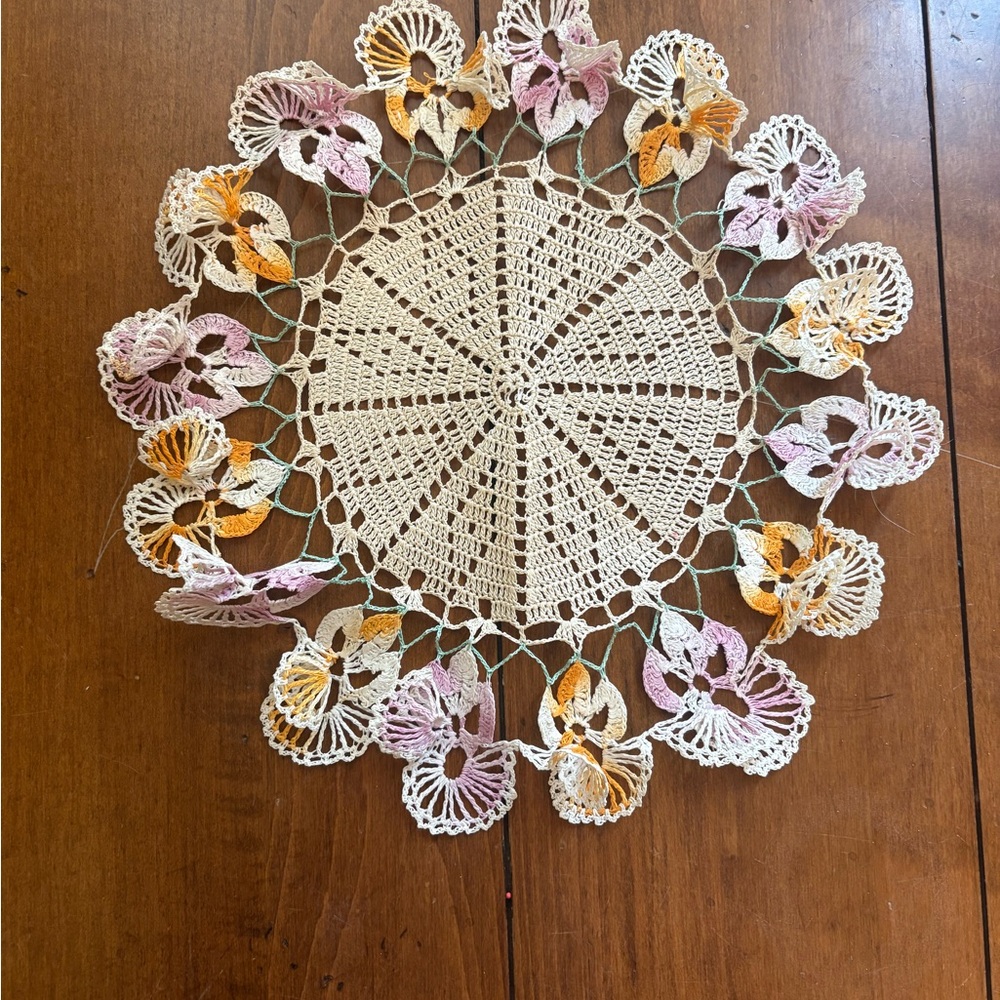 Handmade Orchid Flower Crochet Doily